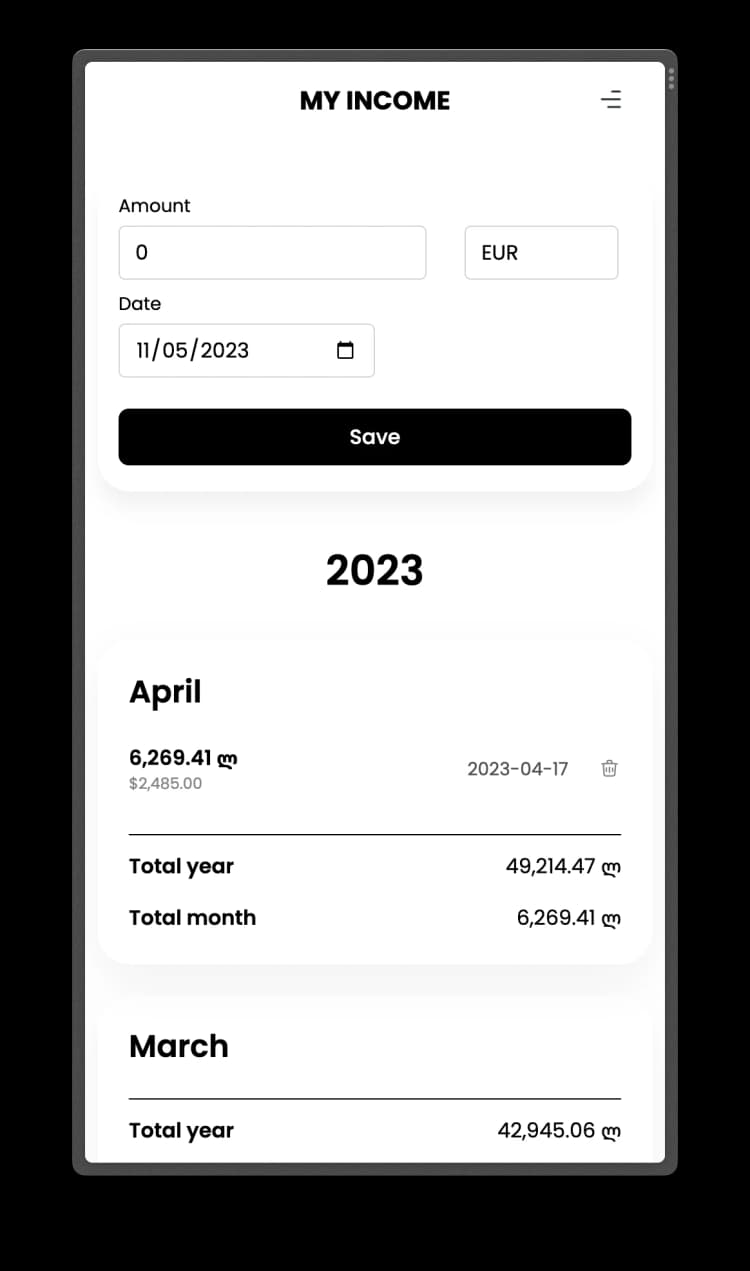My Income app
